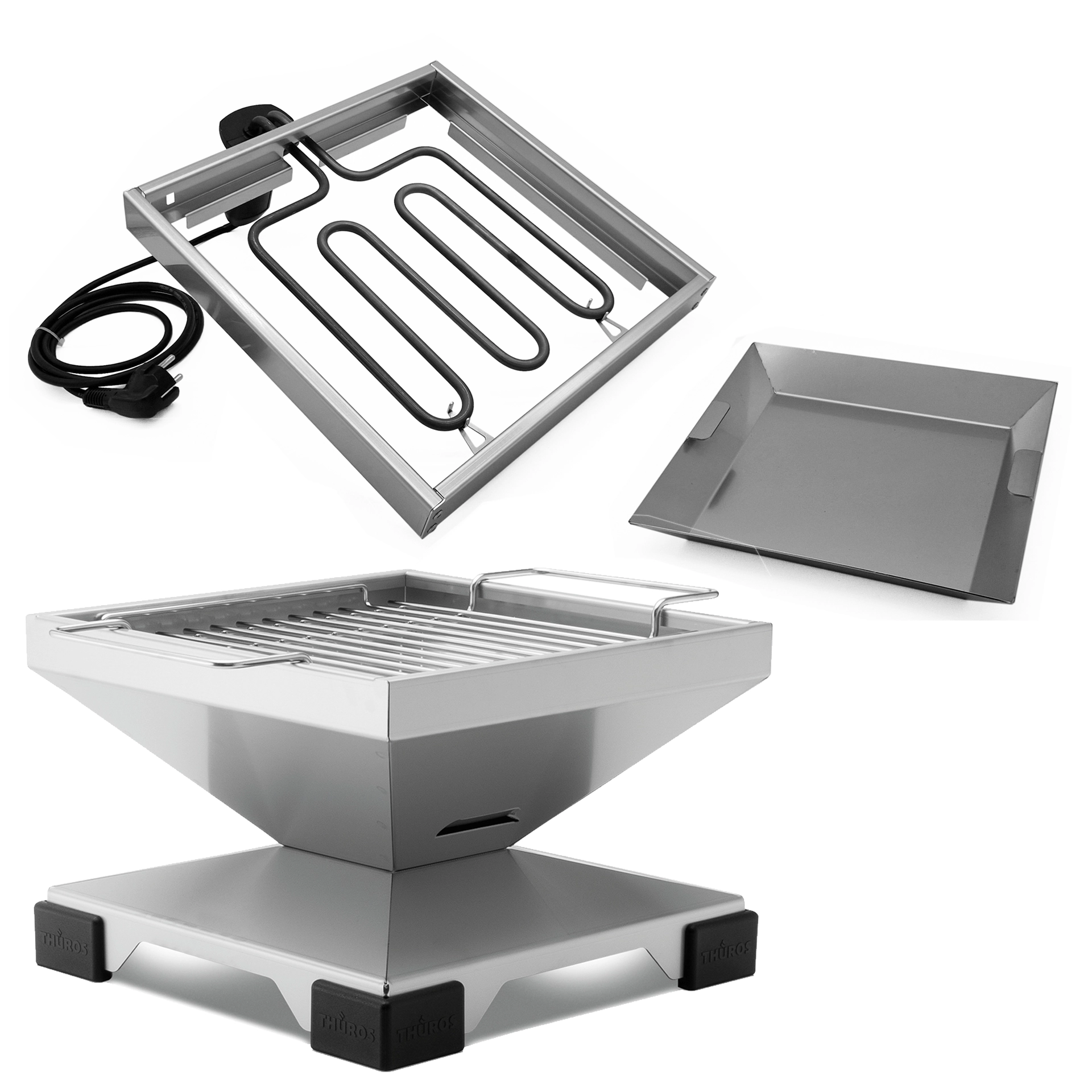 THÜROS T1 Elektro-Holzkohle-Grill-Set